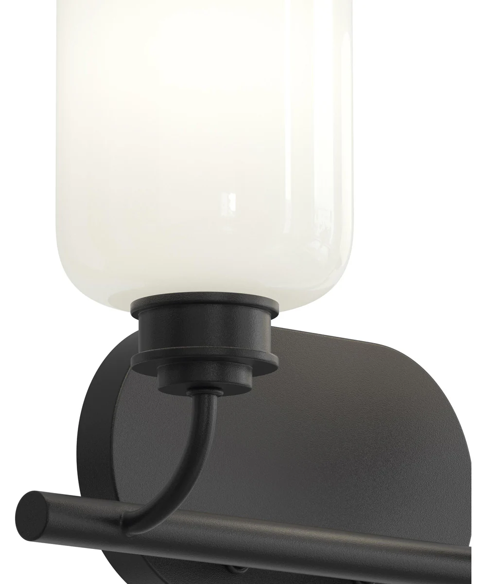 Reines 2-Light Bath Vanity with Opal Glass Shades Matte Black - Image 5