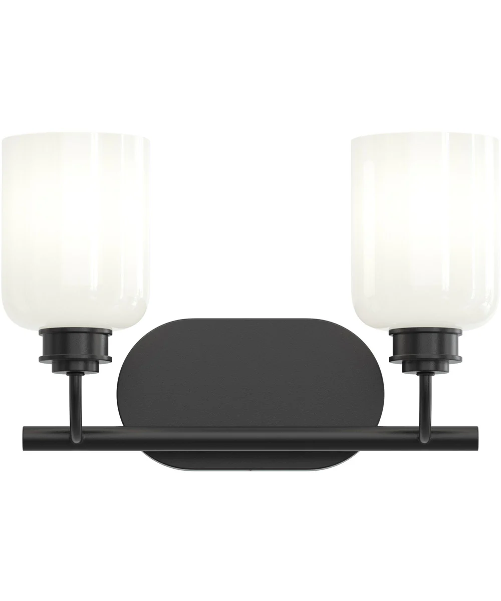Reines 2-Light Bath Vanity with Opal Glass Shades Matte Black - Image 7