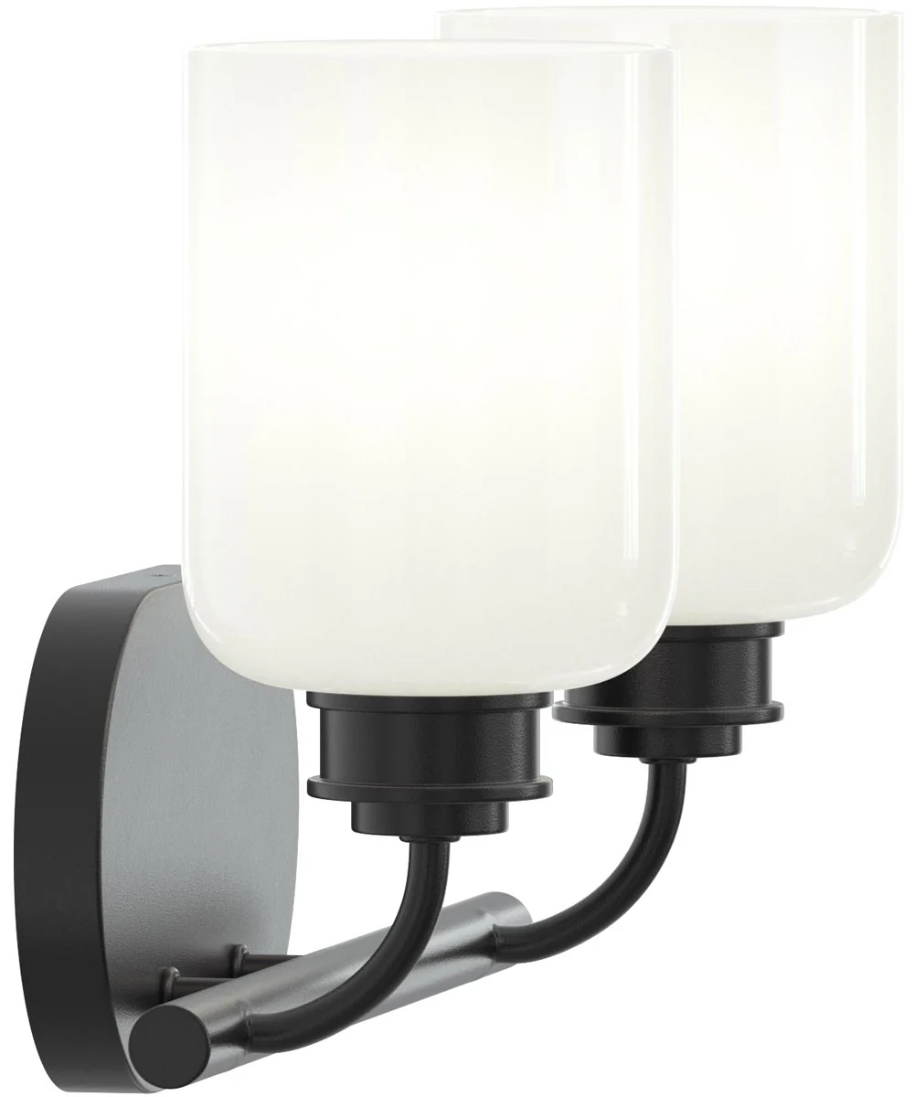 Reines 2-Light Bath Vanity with Opal Glass Shades Matte Black - Image 8