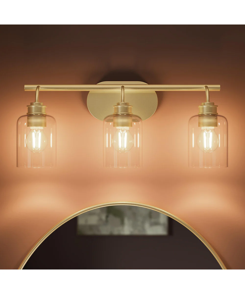 Reines 3-Light Bath Vanity with Clear Glass Shades Brushed Gold - Image 10