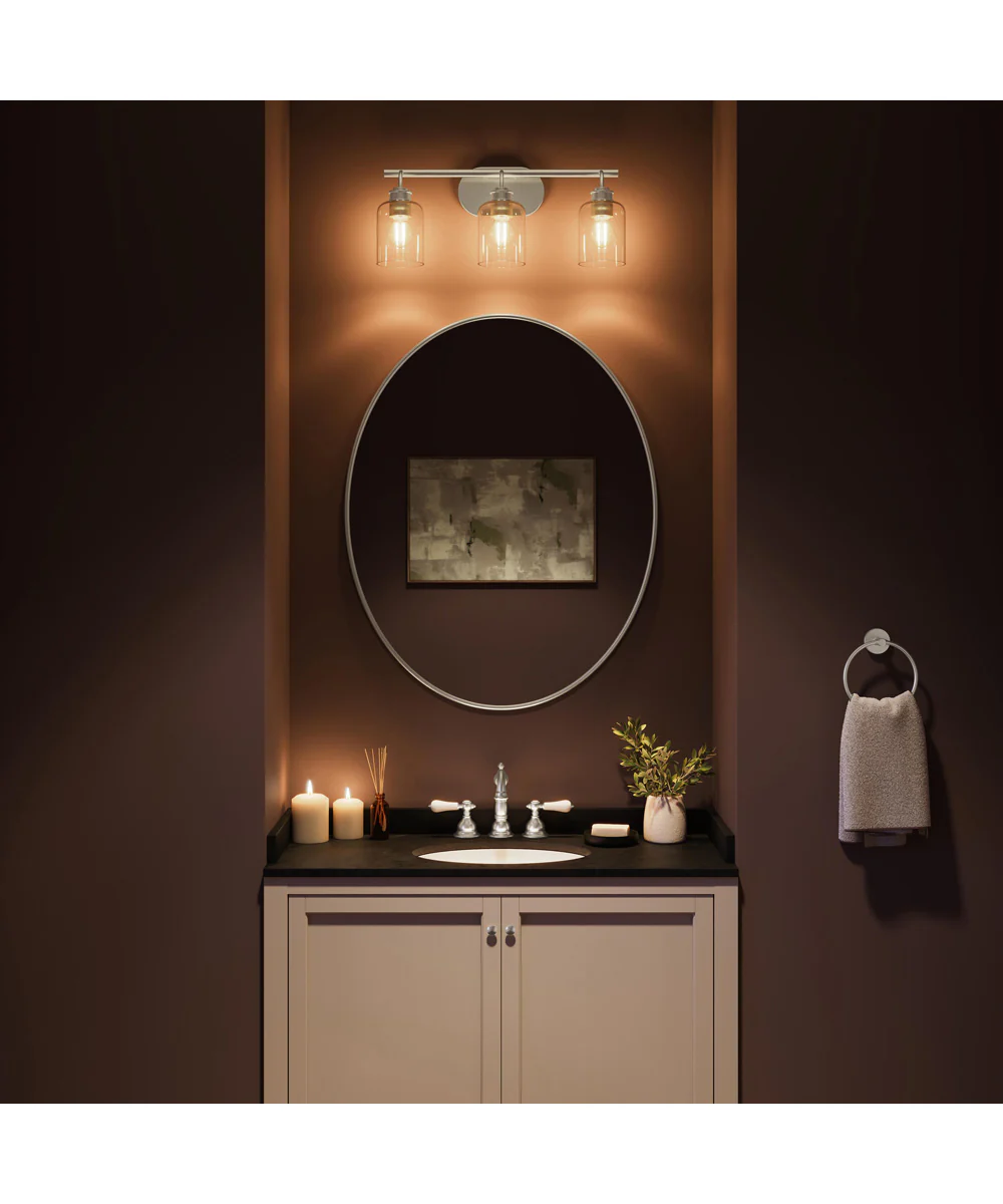 Reines 3-Light Bath Vanity with Clear Glass Shades Brushed Nickel - Image 3