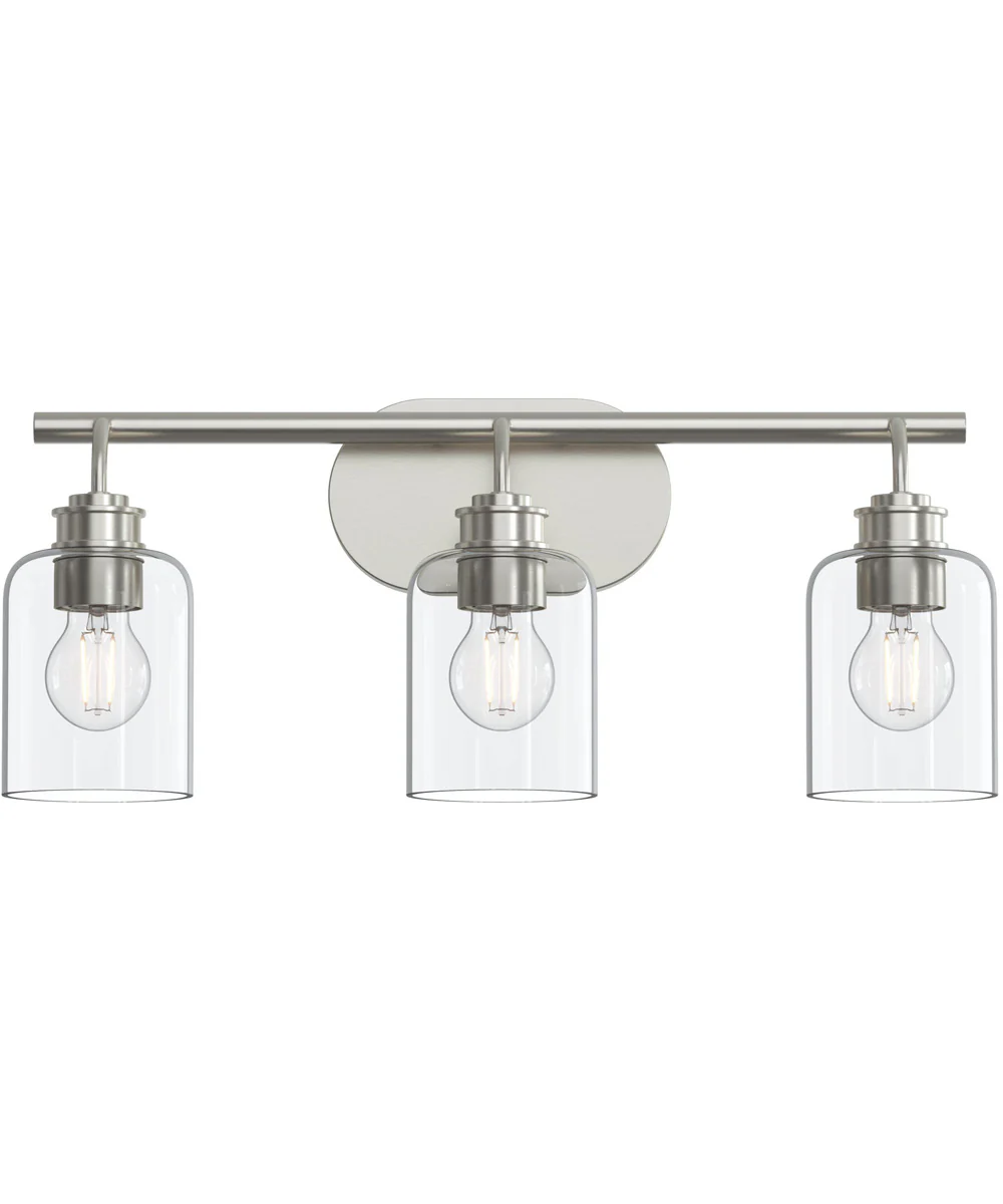 Reines 3-Light Bath Vanity with Clear Glass Shades Brushed Nickel - Image 5