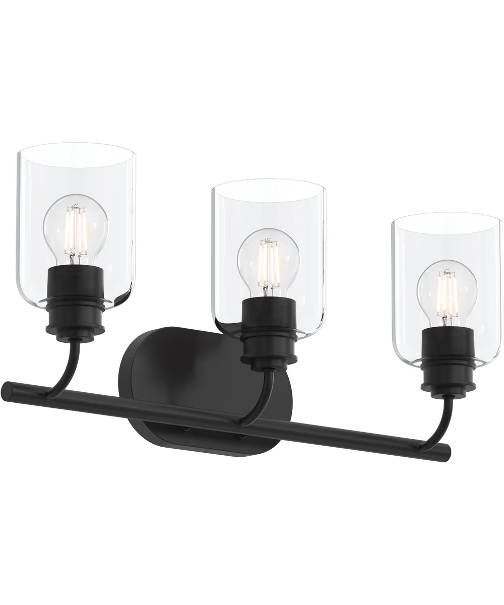 Reines 3-Light Bath Vanity with Clear Glass Shades Matte Black