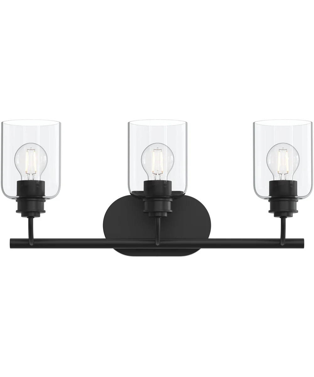 Reines 3-Light Bath Vanity with Clear Glass Shades Matte Black - Image 6