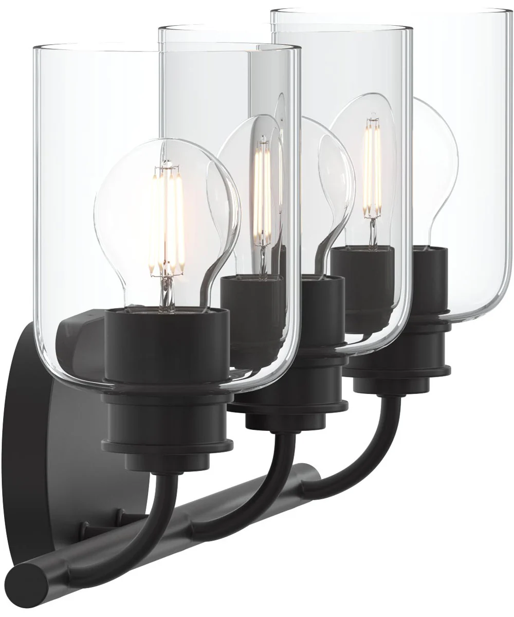 Reines 3-Light Bath Vanity with Clear Glass Shades Matte Black - Image 7
