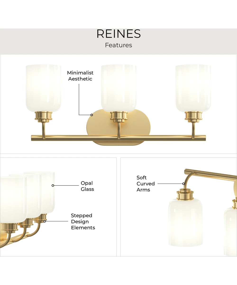 Reines 3-Light Bath Vanity with Opal Glass Shades Brushed Gold - Image 8