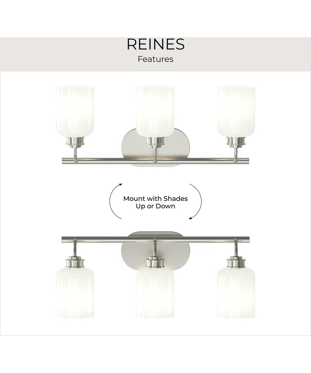 Reines 3-Light Bath Vanity with Opal Glass Shades Brushed Nickel - Image 9