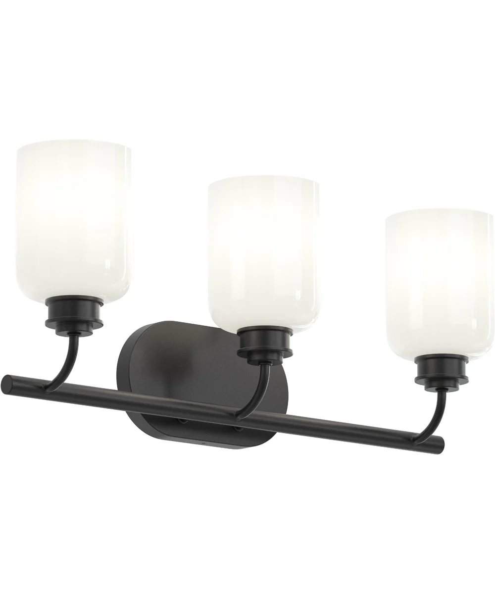 Reines 3-Light Bath Vanity with Opal Glass Shades Matte Black