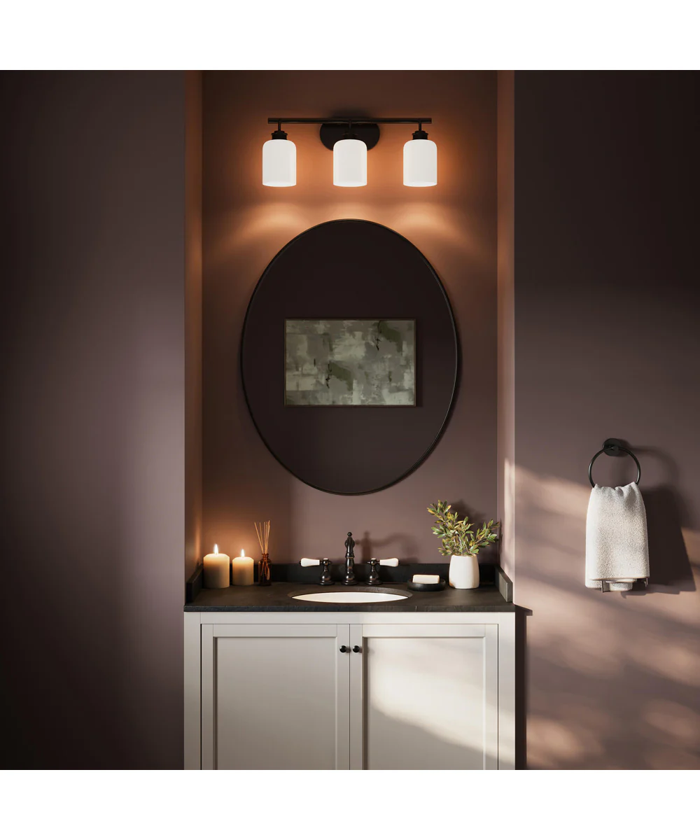 Reines 3-Light Bath Vanity with Opal Glass Shades Matte Black - Image 2