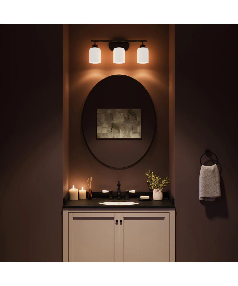 Reines 3-Light Bath Vanity with Opal Glass Shades Matte Black - Image 3