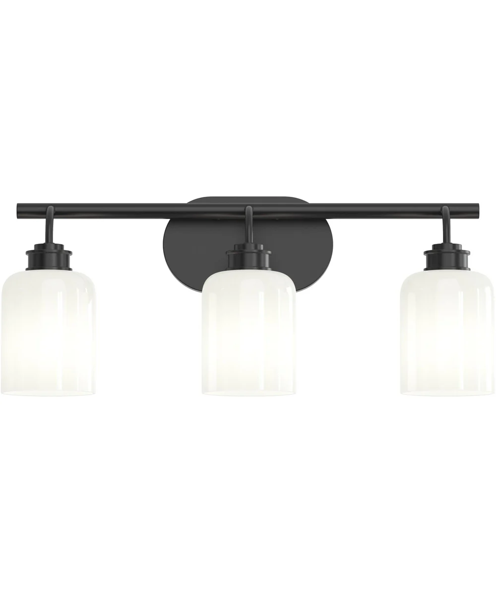 Reines 3-Light Bath Vanity with Opal Glass Shades Matte Black - Image 5