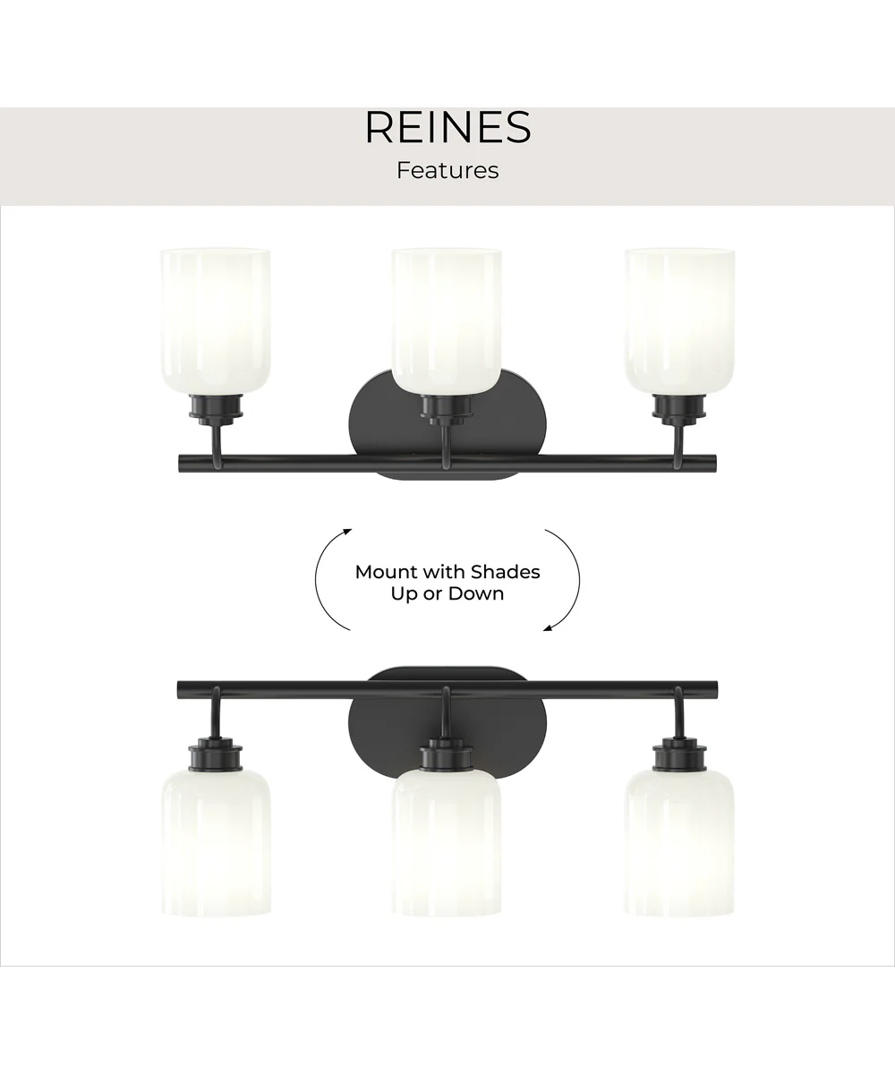 Reines 3-Light Bath Vanity with Opal Glass Shades Matte Black - Image 9