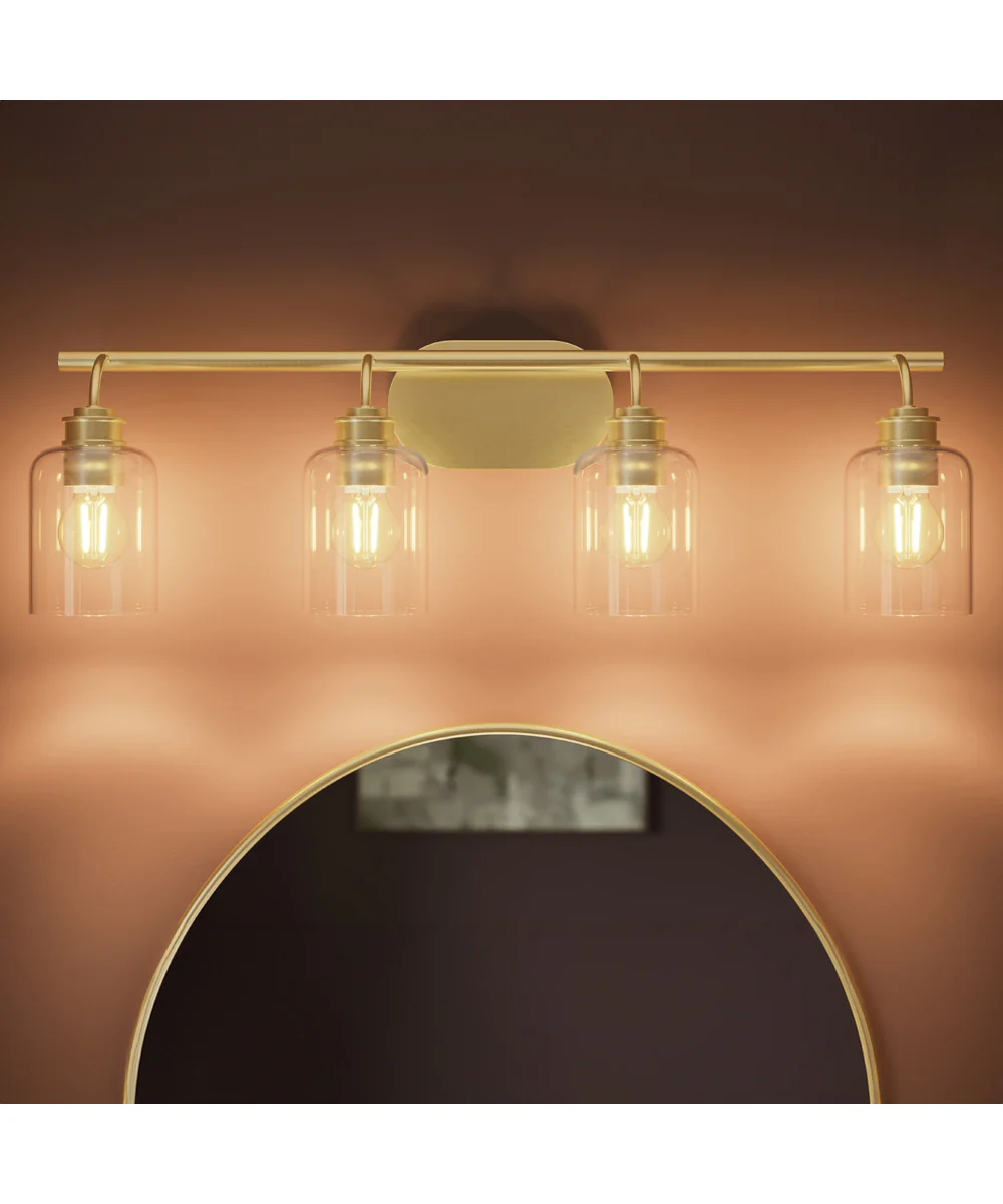 Reines 4-Light Bath Vanity with Clear Glass Shades Brushed Gold - Image 11