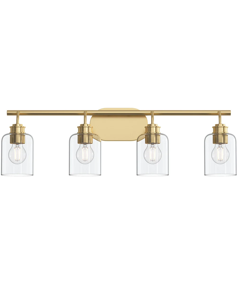 Reines 4-Light Bath Vanity with Clear Glass Shades Brushed Gold - Image 6