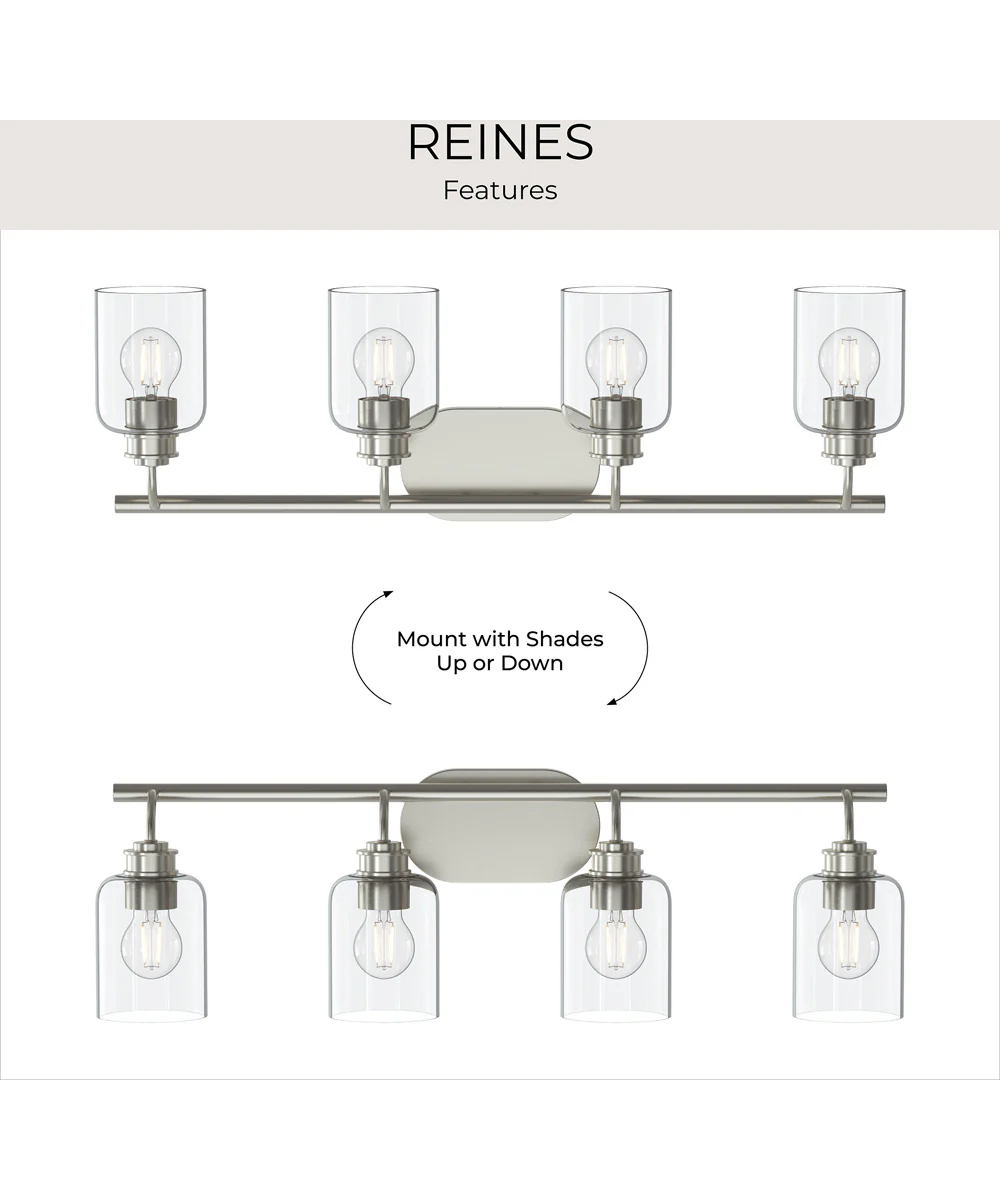 Reines 4-Light Bath Vanity with Clear Glass Shades Brushed Nickel - Image 9