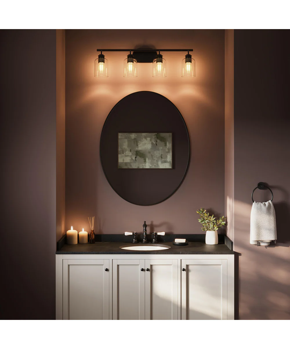 Reines 4-Light Bath Vanity with Clear Glass Shades Matte Black - Image 2
