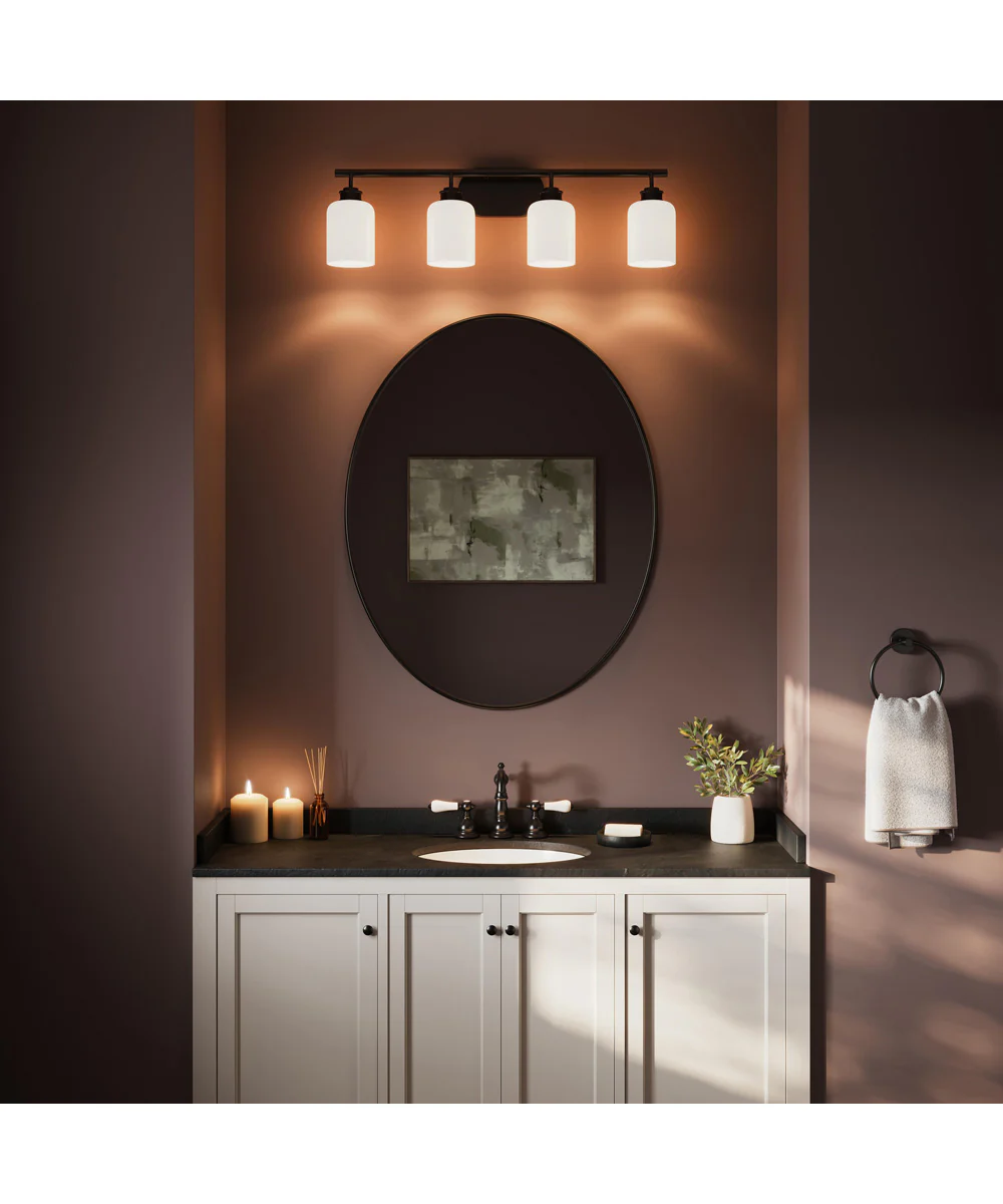 Reines 4-Light Bath Vanity with Opal Glass Shades Matte Black - Image 2