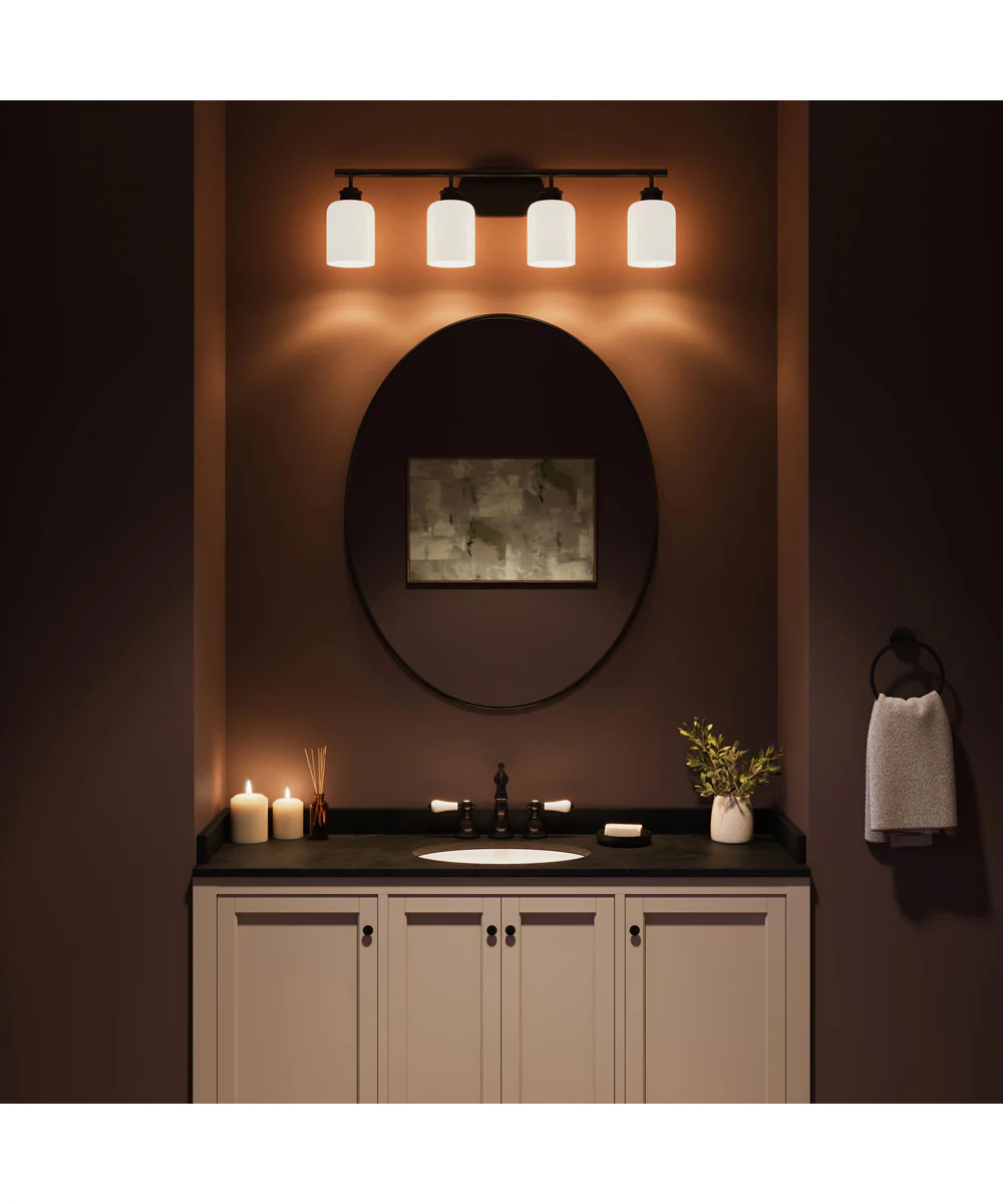 Reines 4-Light Bath Vanity with Opal Glass Shades Matte Black - Image 3