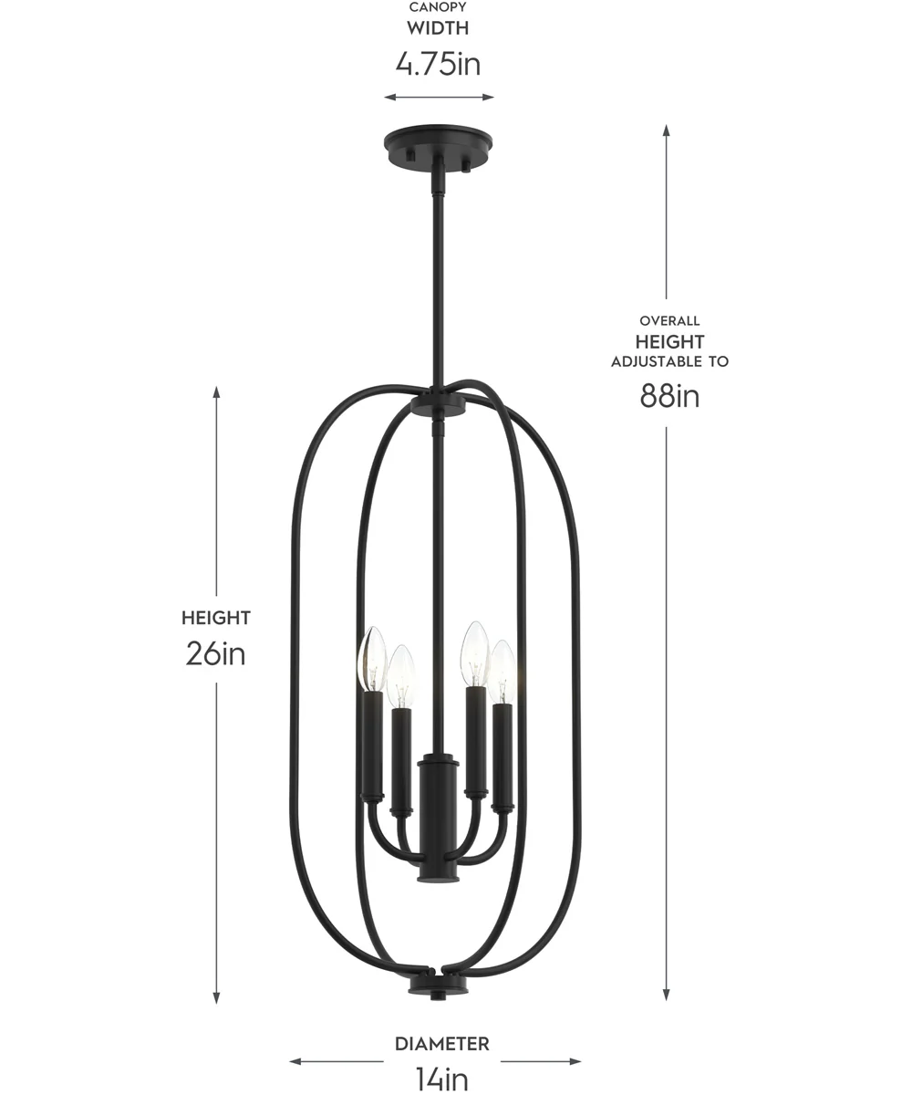 Reines 4-Light Foyer Pendant Matte Black - Image 4