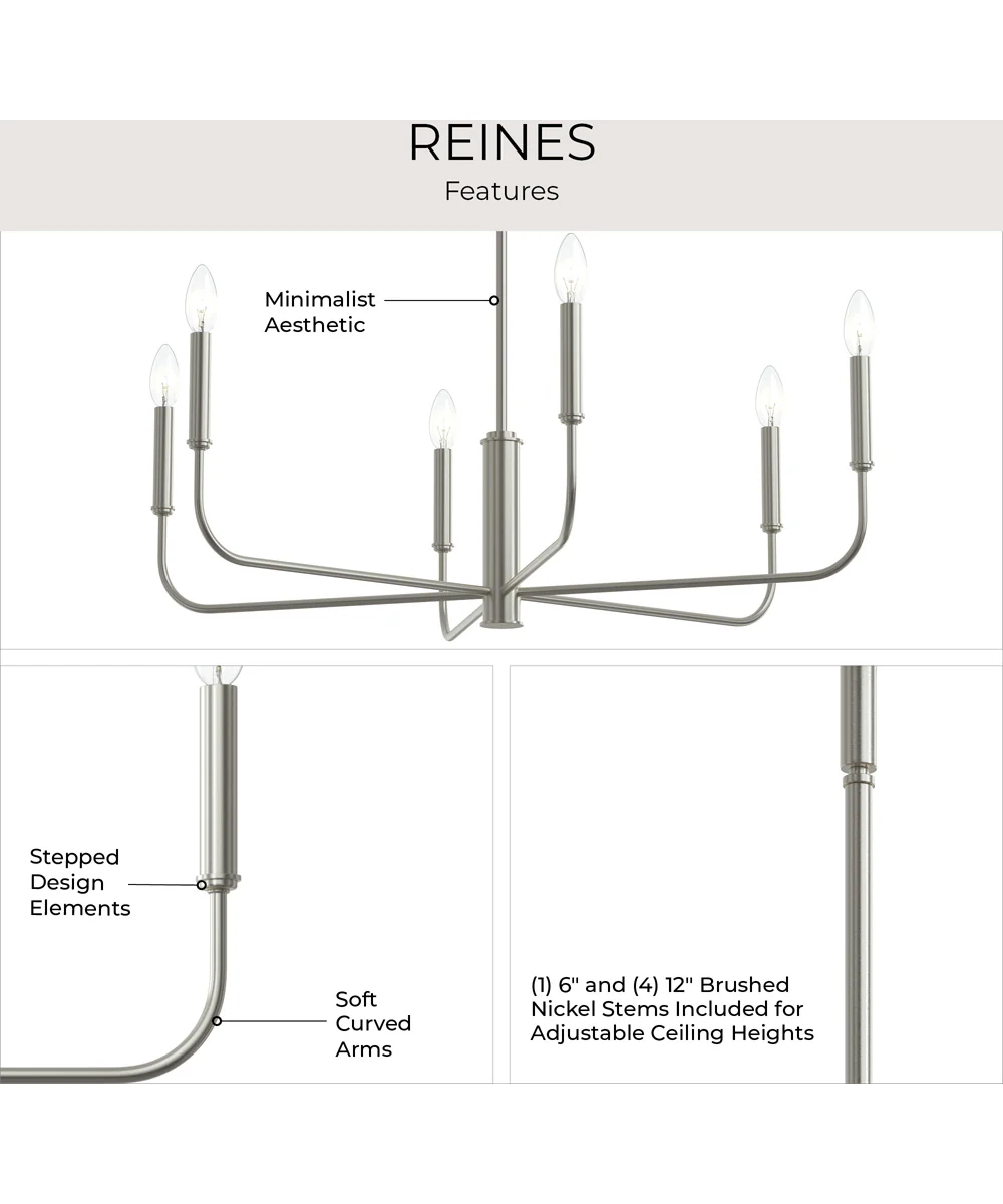 Reines 6-Light Large Chandelier Brushed Nickel - Image 8