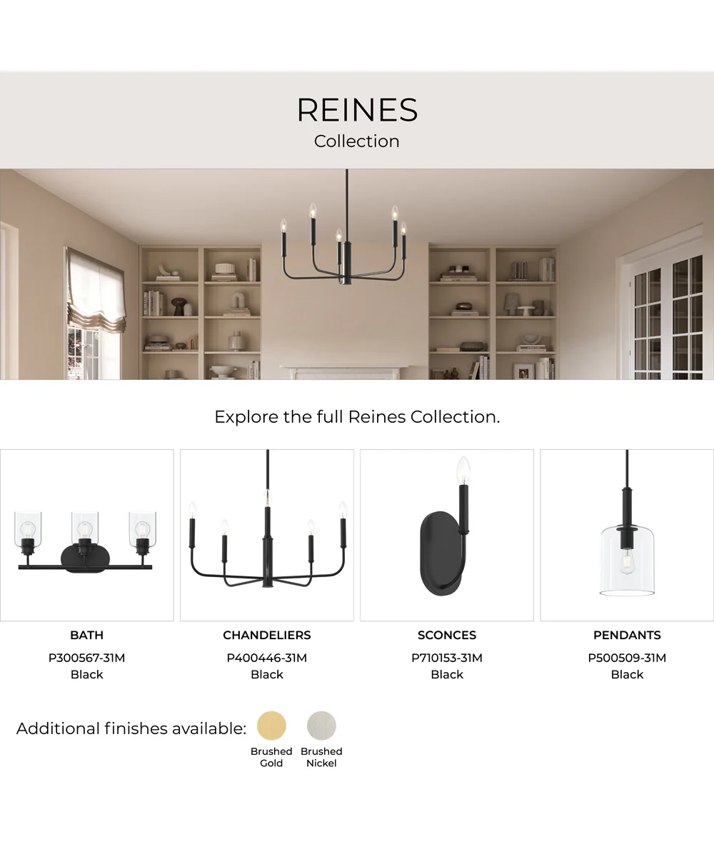 Reines 6-Light Large Chandelier Matte Black - Image 10