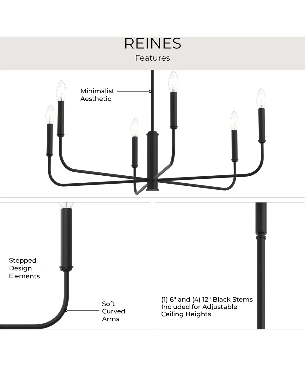 Reines 6-Light Large Chandelier Matte Black - Image 8