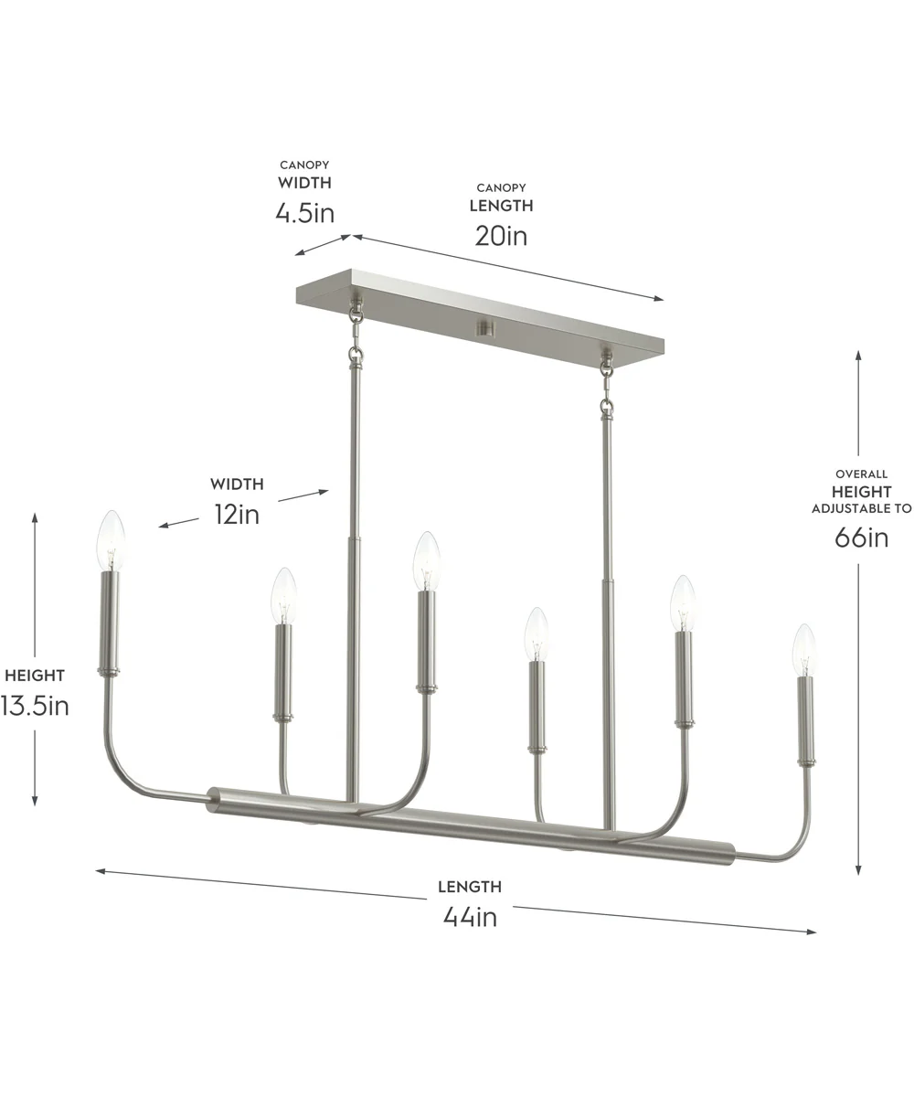 Reines 6-Light Linear Chandelier Brushed Nickel - Image 4