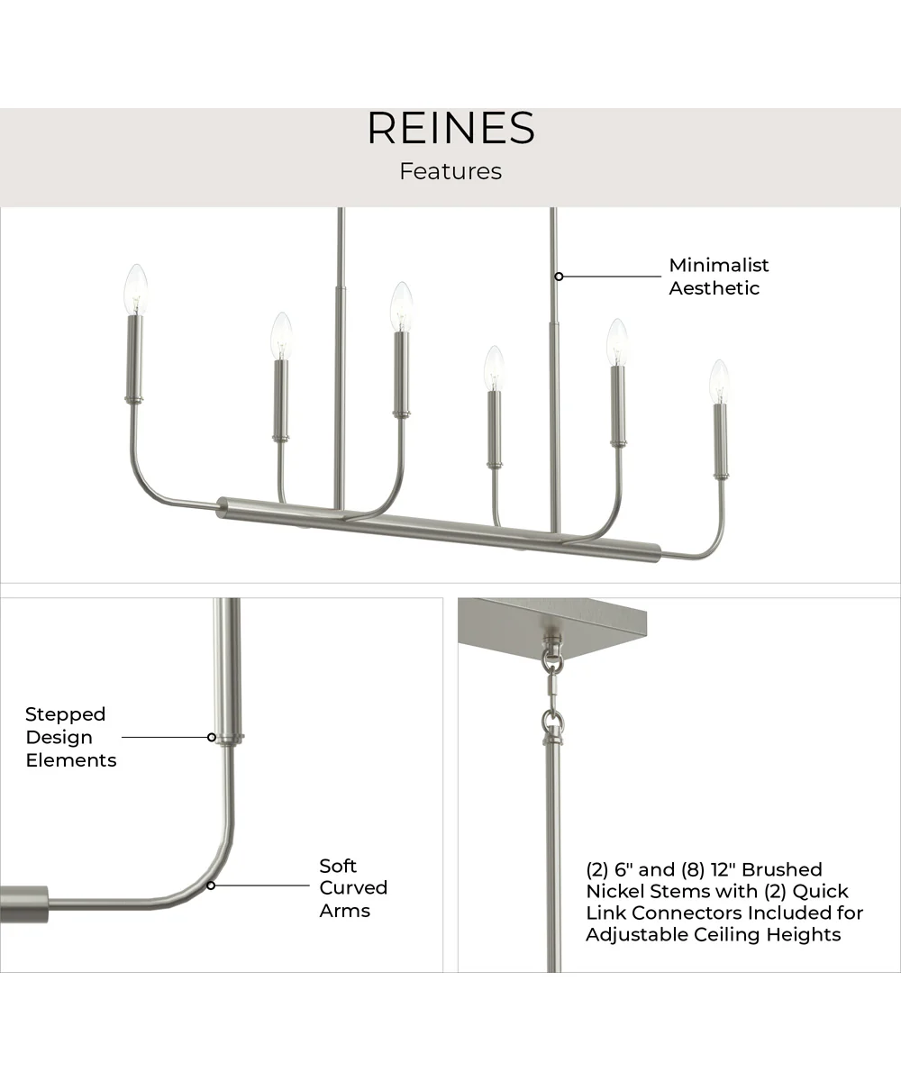 Reines 6-Light Linear Chandelier Brushed Nickel - Image 8