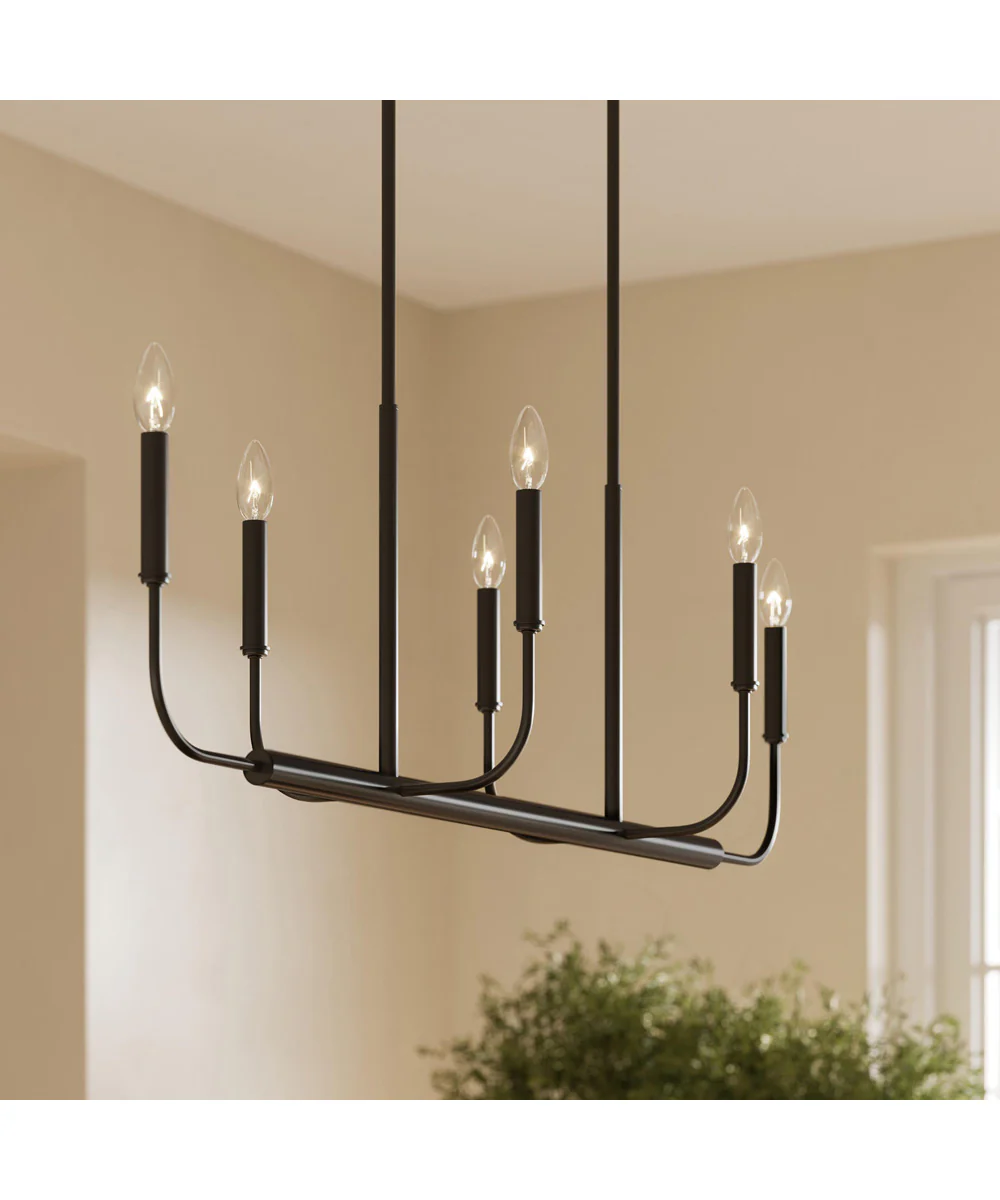 Reines 6-Light Linear Chandelier Matte Black - Image 9