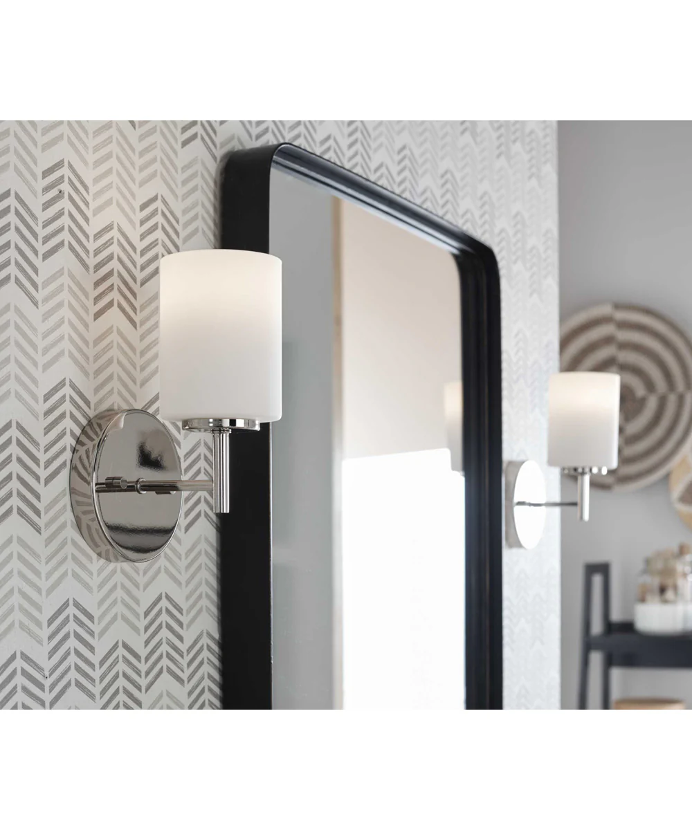 Replay 1-Light Etched White Glass Glass Modern Bath Vanity Light Polished Nickel - Image 4