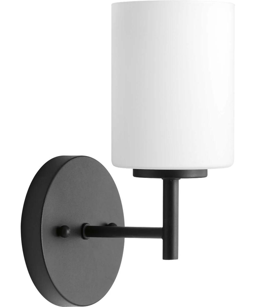 Replay 1-Light Etched White Glass Glass Modern Bath Vanity Light Textured Black