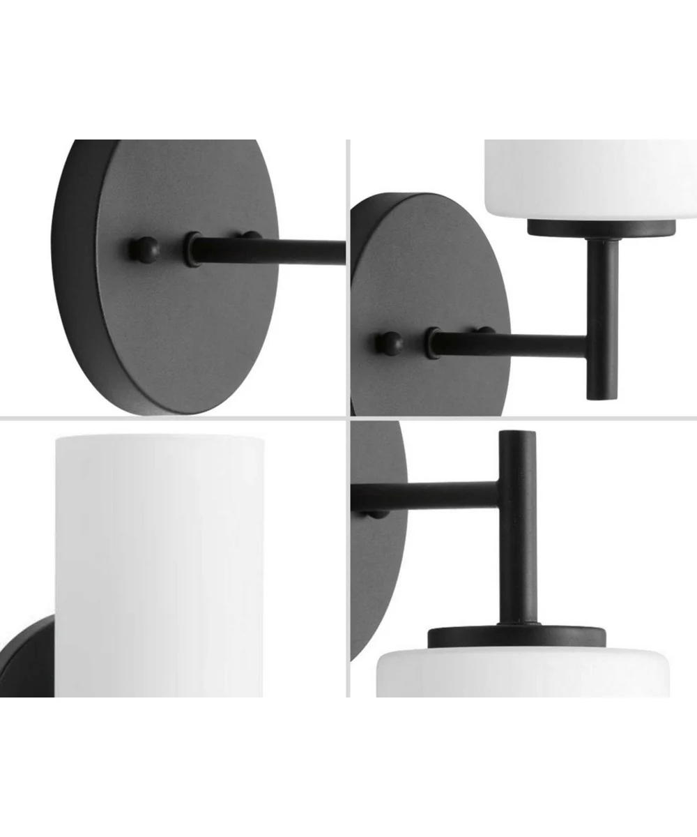 Replay 1-Light Etched White Glass Glass Modern Bath Vanity Light Textured Black - Image 5