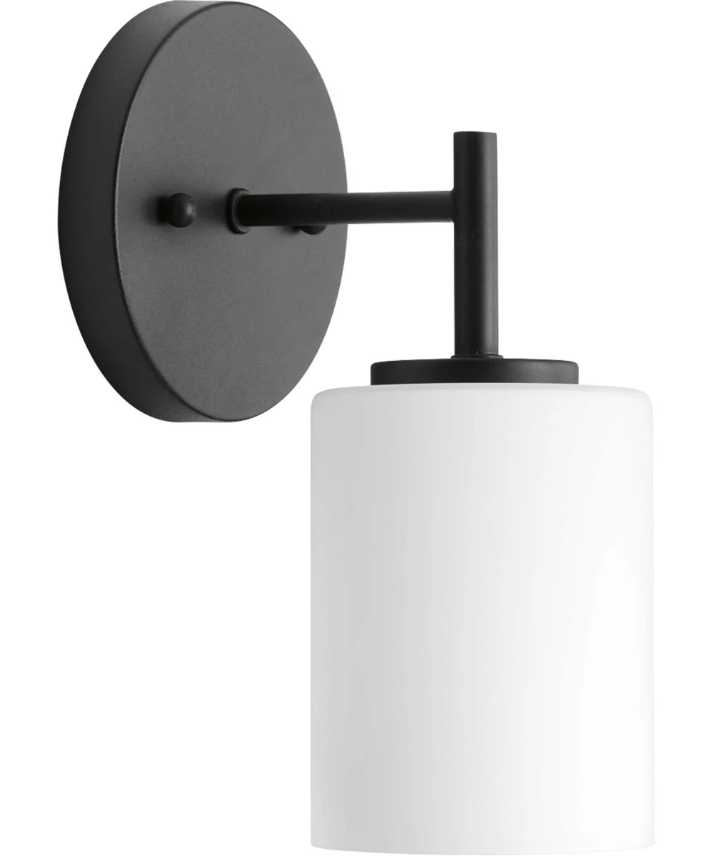 Replay 1-Light Etched White Glass Glass Modern Bath Vanity Light Textured Black - Image 6