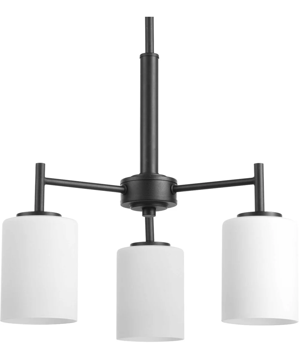Replay 3-Light Etched White Glass Modern Chandelier Light Textured Black - Image 2