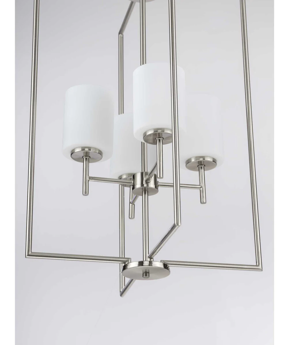 Replay 4-Light Etched White Glass Modern Pendant Light Brushed Nickel - Image 10
