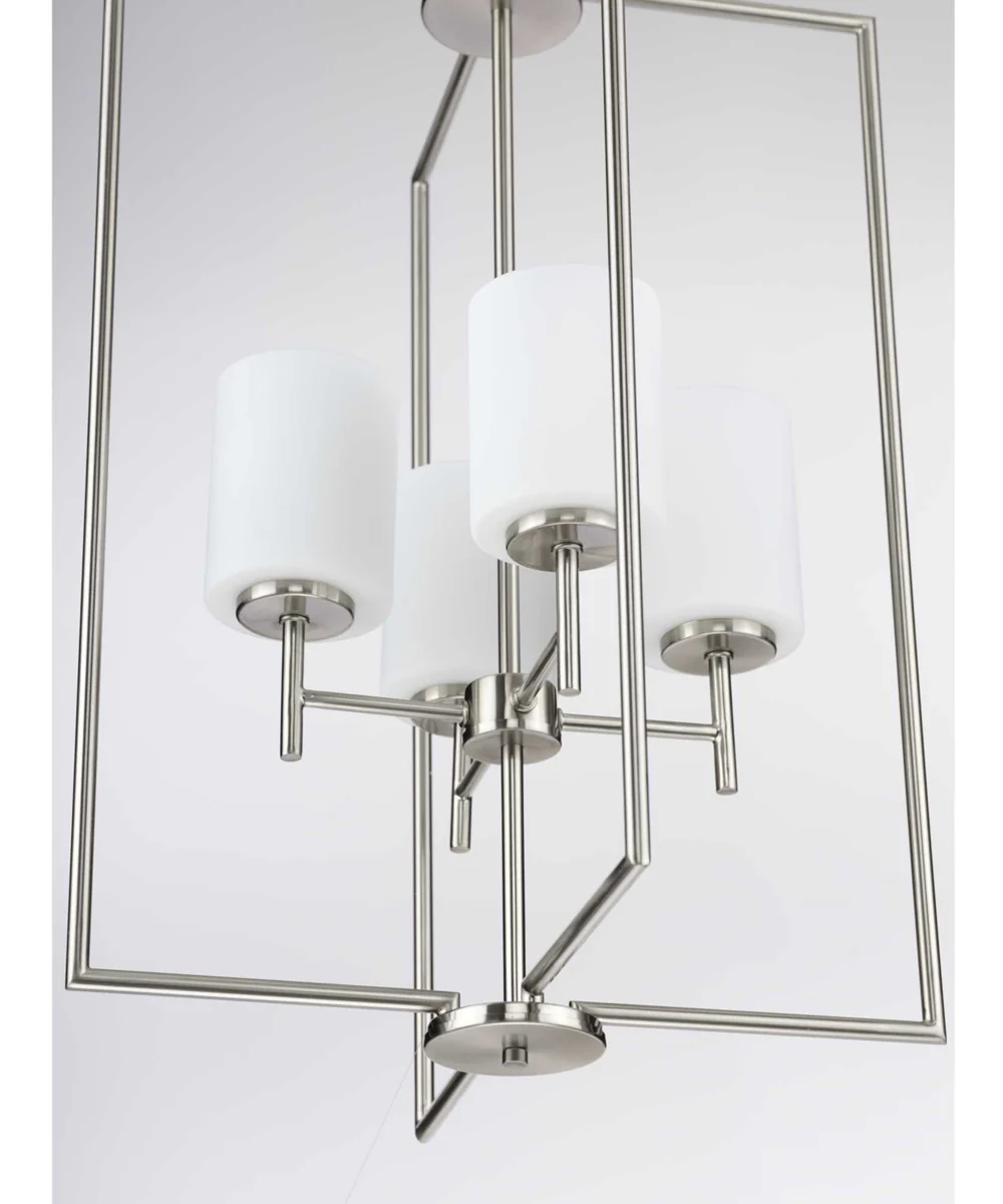 Replay 4-Light Etched White Glass Modern Pendant Light Brushed Nickel - Image 2
