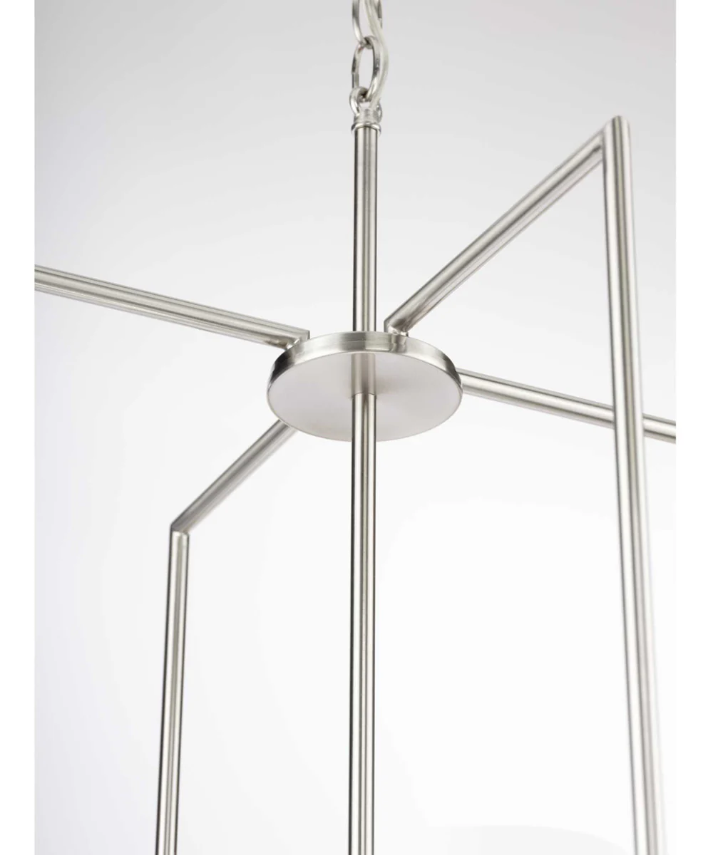 Replay 4-Light Etched White Glass Modern Pendant Light Brushed Nickel - Image 4