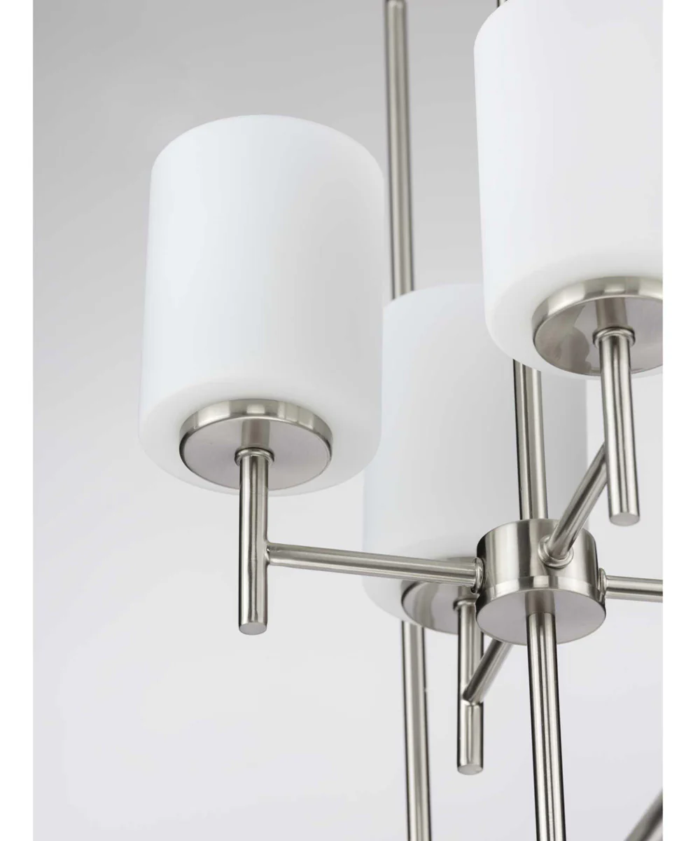 Replay 4-Light Etched White Glass Modern Pendant Light Brushed Nickel - Image 5