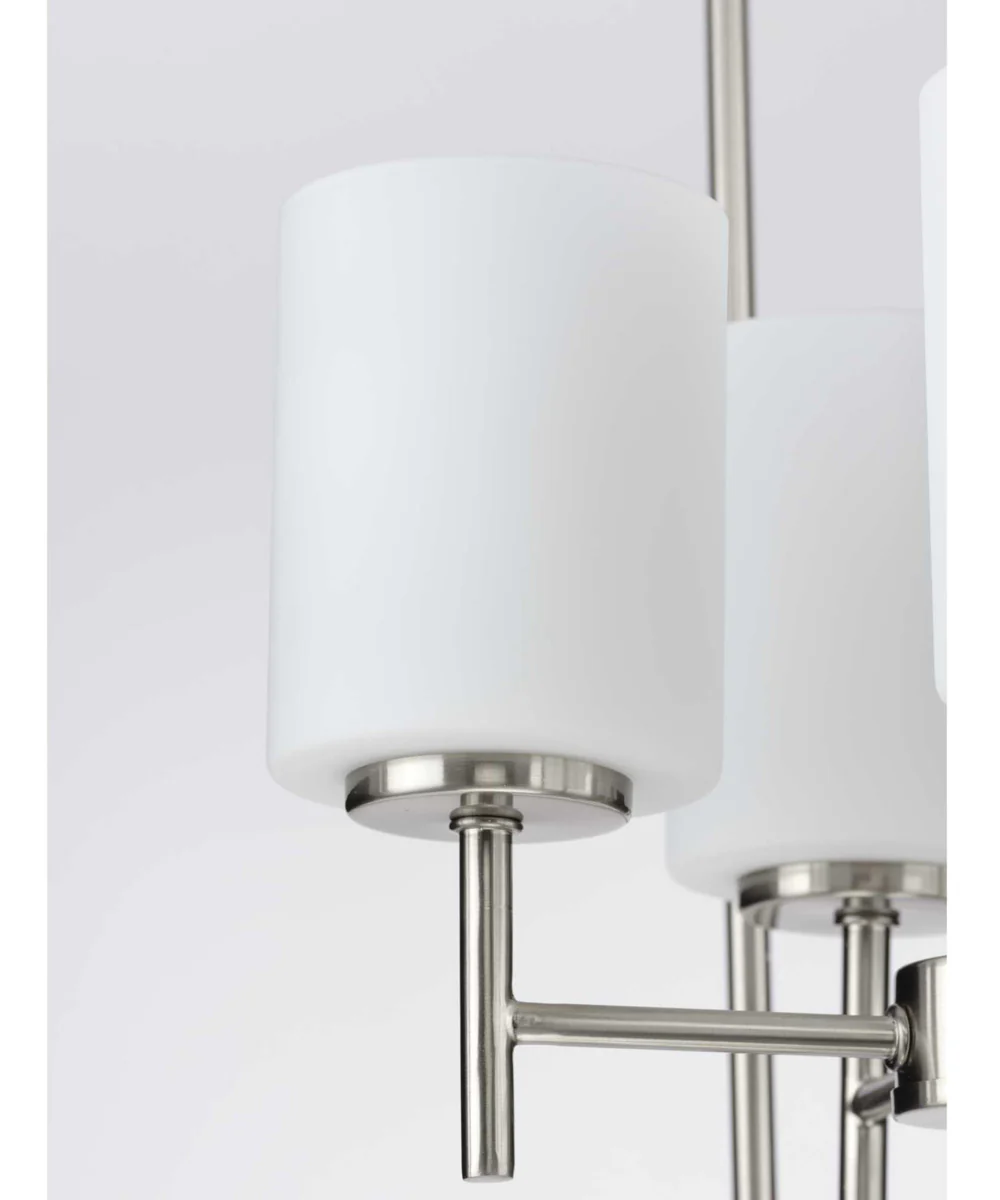 Replay 4-Light Etched White Glass Modern Pendant Light Brushed Nickel - Image 6