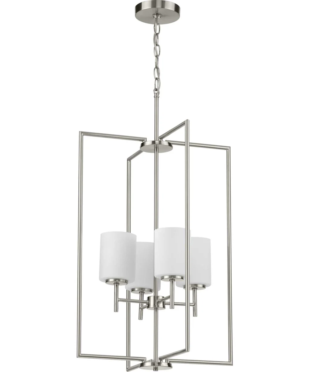 Replay 4-Light Etched White Glass Modern Pendant Light Brushed Nickel - Image 7