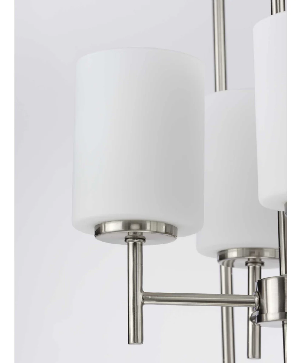 Replay 4-Light Etched White Glass Modern Pendant Light Brushed Nickel - Image 8