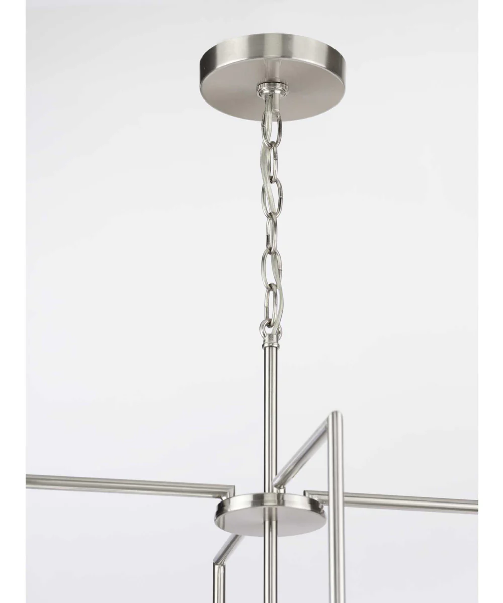 Replay 4-Light Etched White Glass Modern Pendant Light Brushed Nickel - Image 9