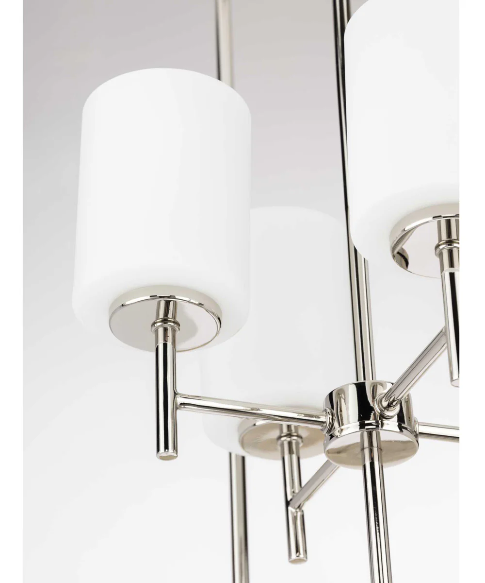 Replay 4-Light Etched White Glass Modern Pendant Light Polished Nickel - Image 10
