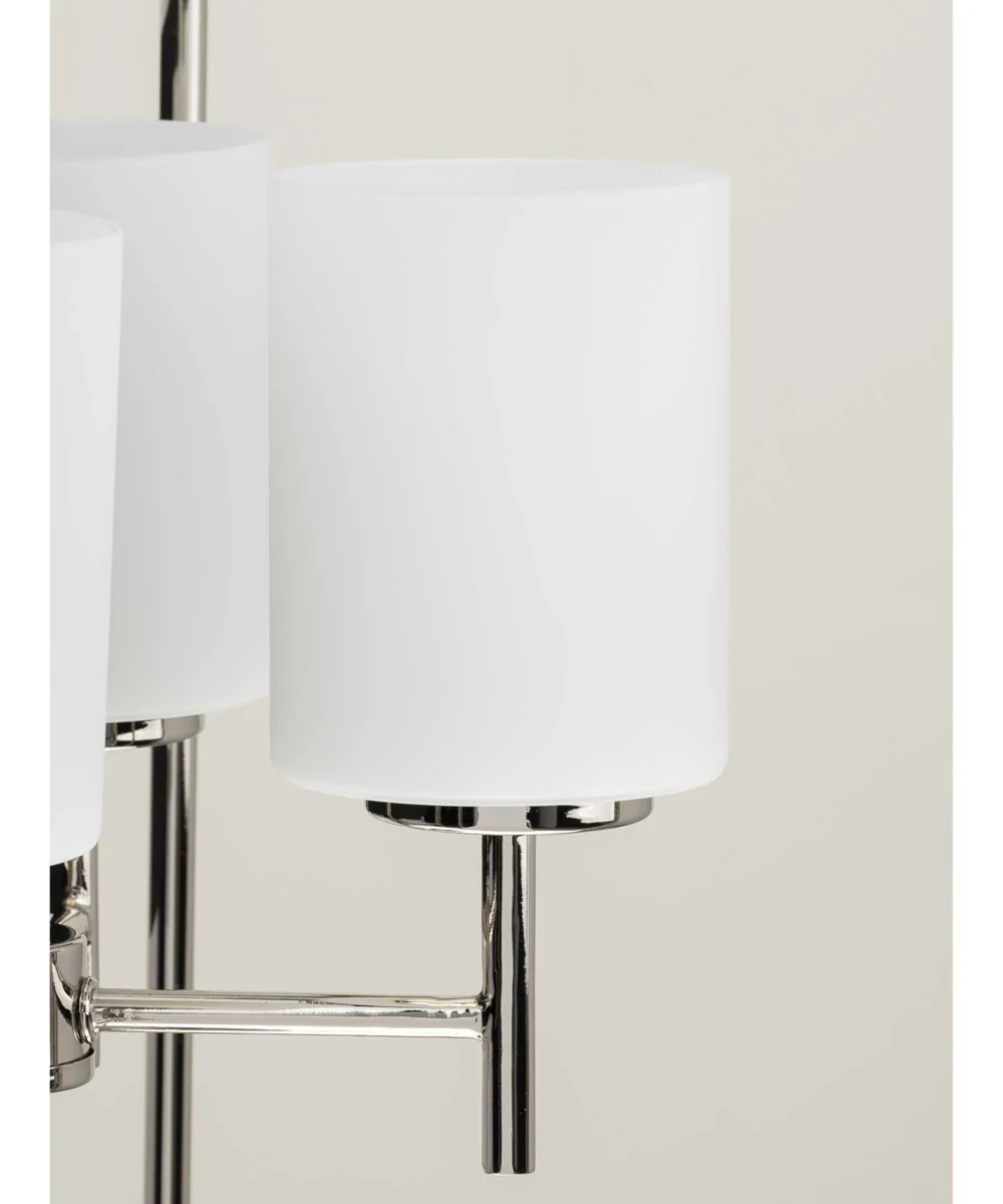 Replay 4-Light Etched White Glass Modern Pendant Light Polished Nickel - Image 8