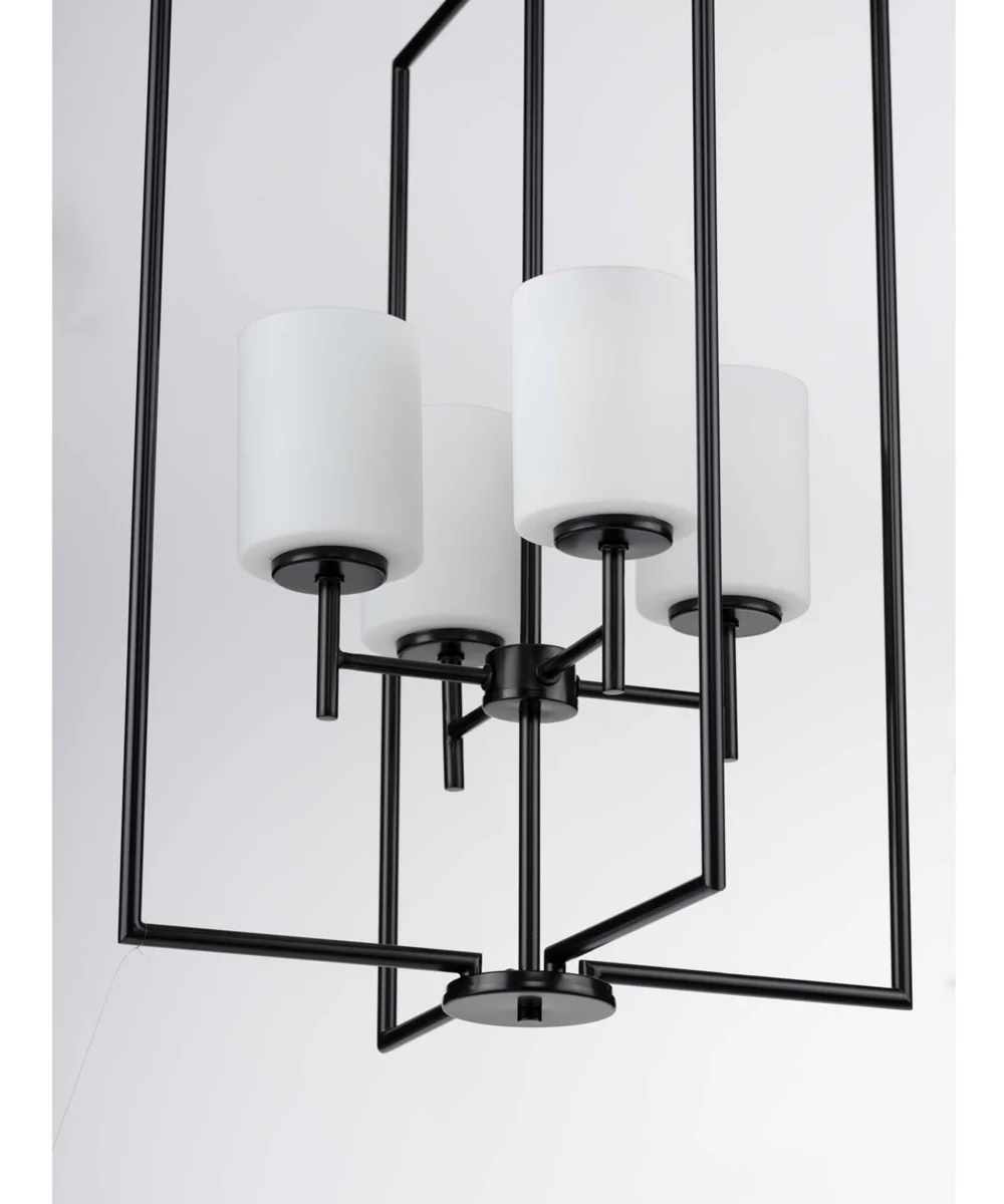 Replay 4-Light Etched White Glass Modern Pendant Light Textured Black - Image 10