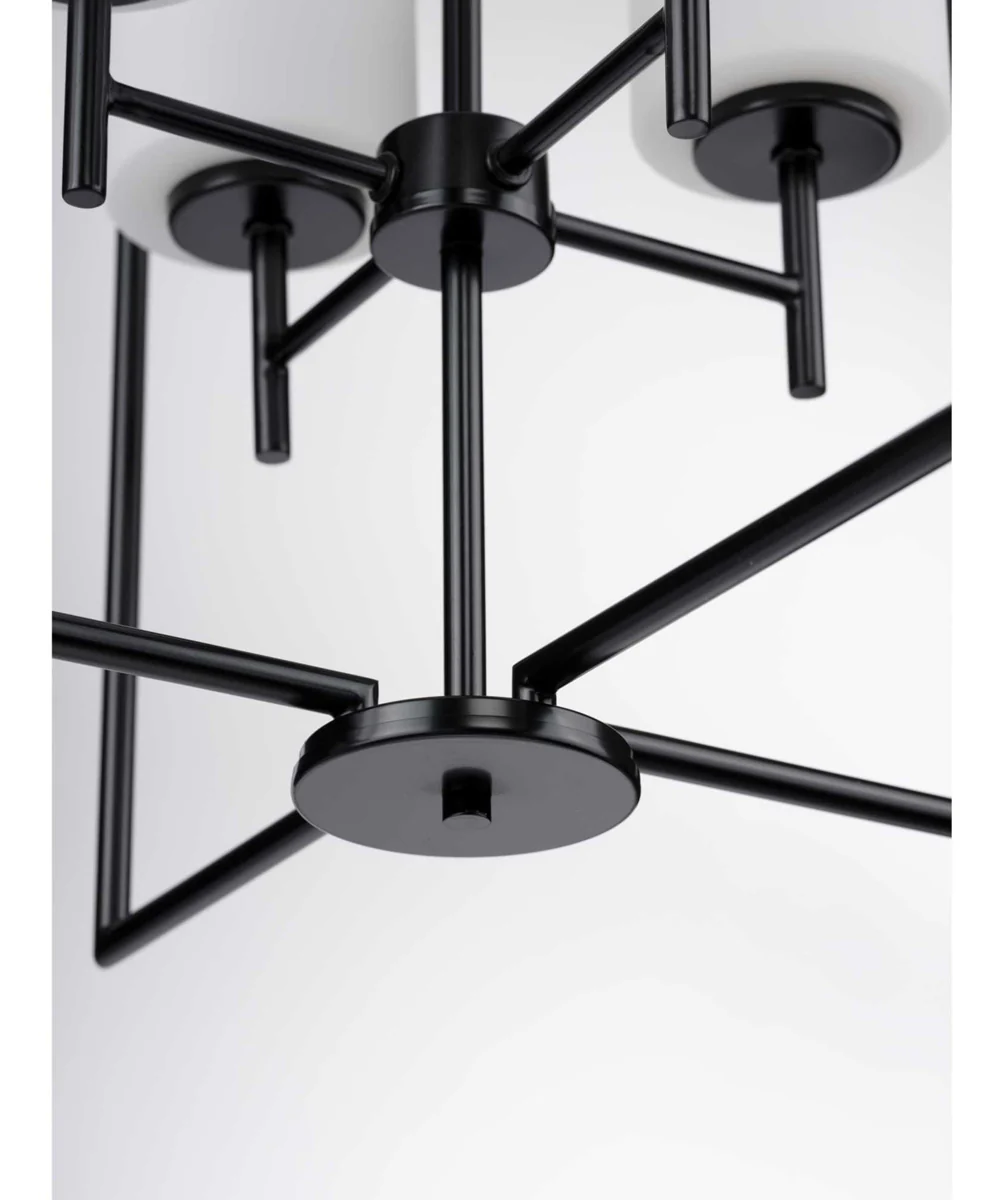 Replay 4-Light Etched White Glass Modern Pendant Light Textured Black - Image 11