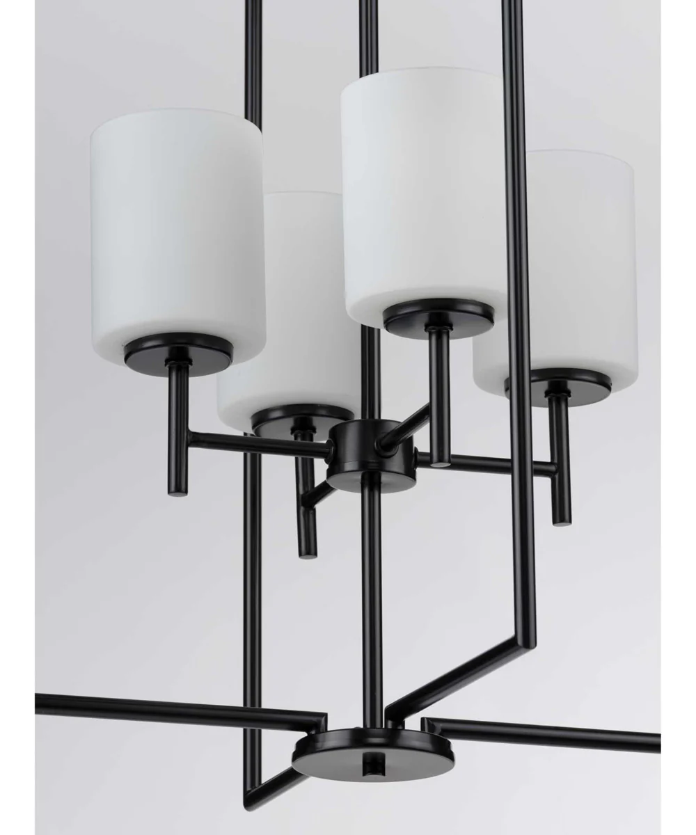 Replay 4-Light Etched White Glass Modern Pendant Light Textured Black - Image 7
