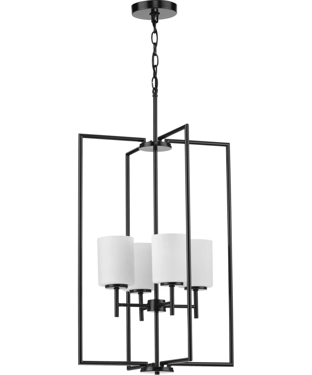 Replay 4-Light Etched White Glass Modern Pendant Light Textured Black - Image 8