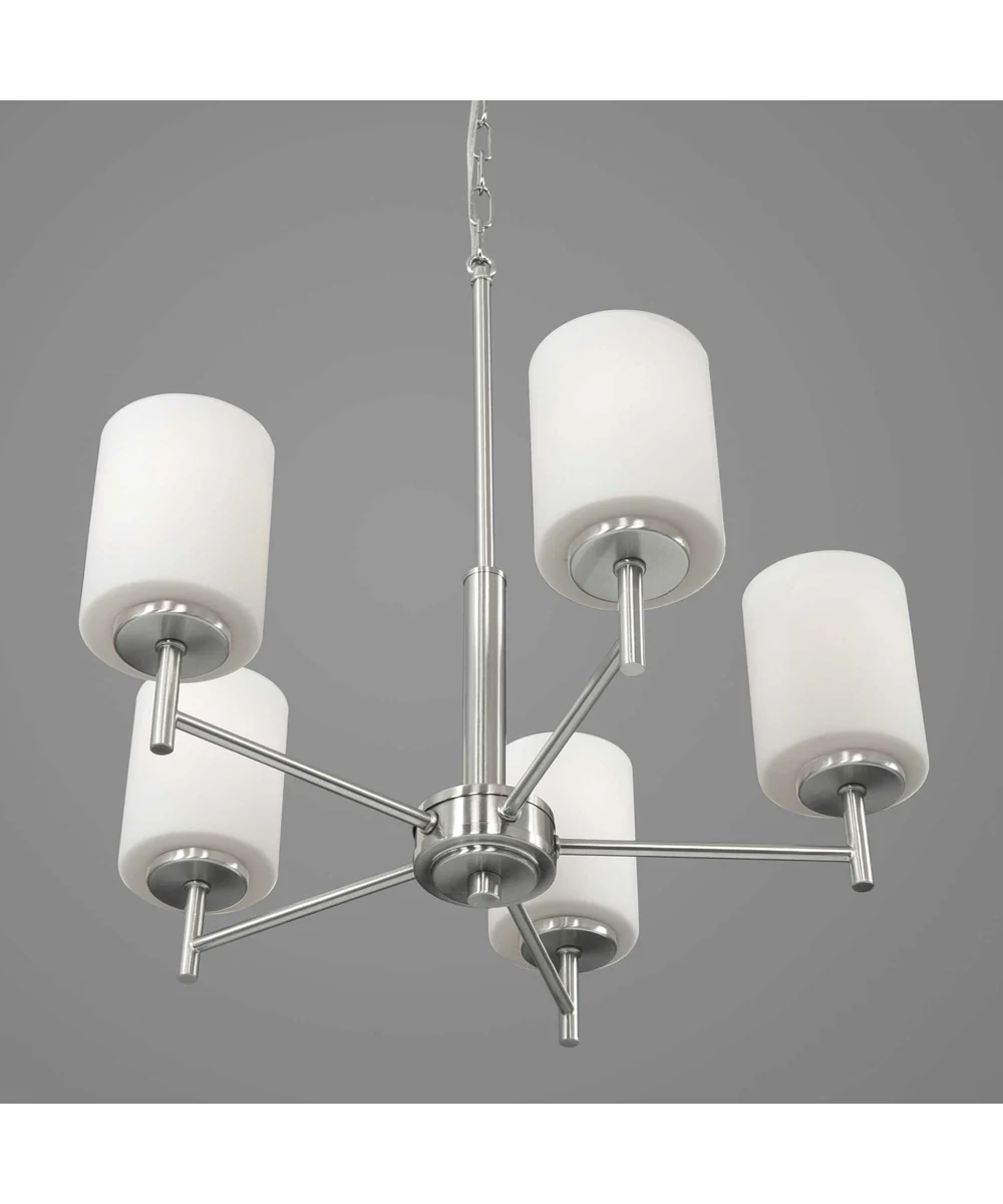 Replay 5-Light Etched Glass Modern Chandelier Light Brushed Nickel - Image 2