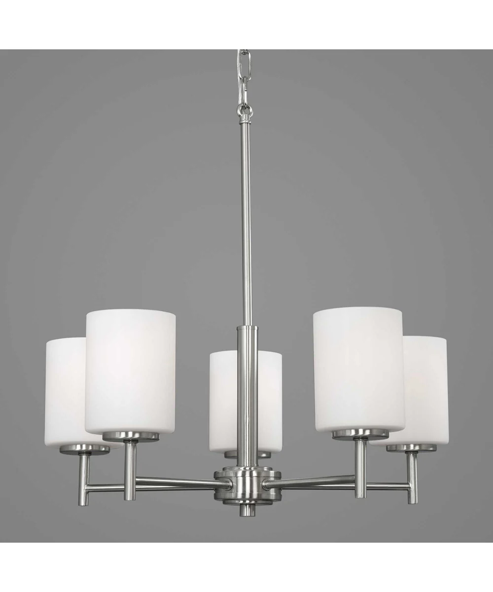 Replay 5-Light Etched Glass Modern Chandelier Light Brushed Nickel - Image 3